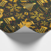 クリスマスホリデーオーナメント背景パターン ラッピングペーパー (角)