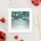 クリスマスホリデーオーナメント-ティール（緑がかった色） スタンダードランチョンナプキン (インサイチュ)