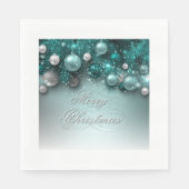 クリスマスホリデーオーナメント-ティール（緑がかった色） スタンダードランチョンナプキン (正面)