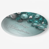 クリスマスホリデーオーナメント-ティール（緑がかった色） ペーパープレート (アングル)