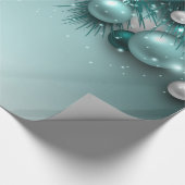 クリスマスホリデーオーナメント-ティール（緑がかった色） ラッピングペーパー (角)