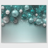 クリスマスホリデーオーナメント-ティール（緑がかった色） ラッピングペーパー (フラット)