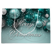 クリスマスホリデーオーナメント-ティール（緑がかった色） ラージペーパーバッグ (正面)