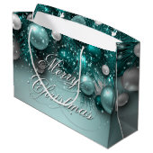 クリスマスホリデーオーナメント-ティール（緑がかった色） ラージペーパーバッグ (裏面アングル)