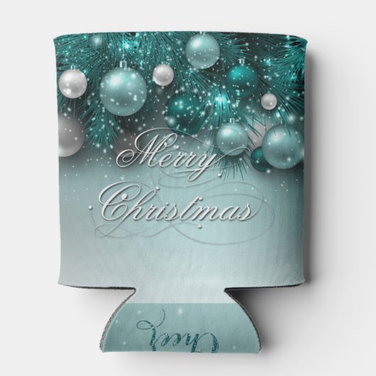 クリスマスホリデーオーナメント-ティール(緑がかった色) 缶クーラー (裏面)
