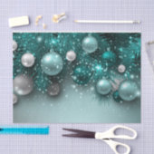 クリスマスホリデーオーナメント-ティール（緑がかった色） 薄葉紙 (クラフト)