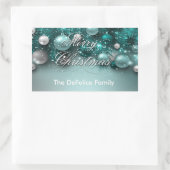 クリスマスホリデーオーナメント-ティール(緑がかった色) 長方形シール (バッグ)