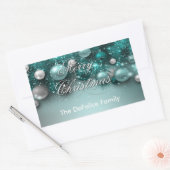 クリスマスホリデーオーナメント-ティール(緑がかった色) 長方形シール (封筒)