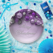 クリスマスホリデーオーナメント – パープル ペーパープレート (パーティー)