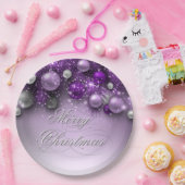 クリスマスホリデーオーナメント – パープル ペーパープレート (パーティー)