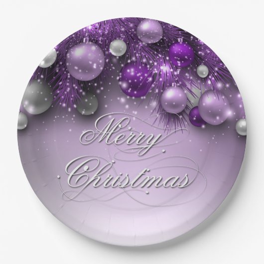 クリスマスホリデーオーナメント – パープル ペーパープレート (正面)