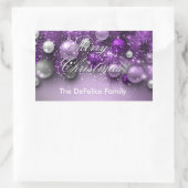 クリスマスホリデーオーナメント – パープル 長方形シール (バッグ)