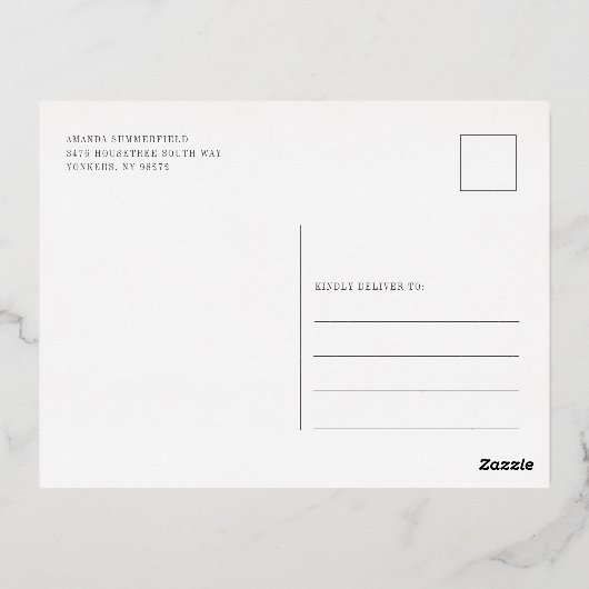 クリスマスホリデーオープンハウスグリーンリーゴールドフォイル 箔シーズンポストカード (裏面)