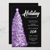 クリスマスホリデーオープンハウスパーティーパープル 招待状 (正面/裏面)