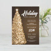 クリスマスホリデーオープンハウスパーティー金ゴールド 招待状 (スタンド正面)