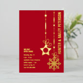 クリスマスホリデーオープンハウスパーティー金ゴールド 箔招待状 (立ち正面)