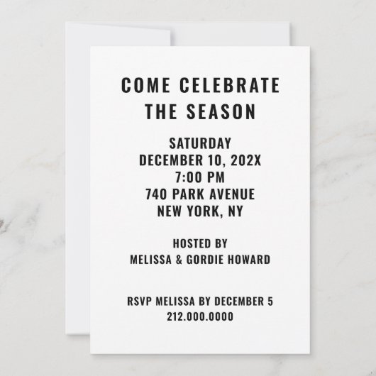 クリスマスホリデーオープンハウスパーティー 招待状 (裏面)