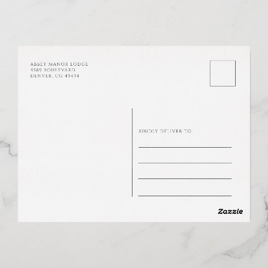 クリスマスホリデーオープンハウスボタニカルシルバー 箔招待状ポストカード (裏面)