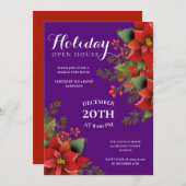 クリスマスホリデーオープンハウスポインセティアパープル 招待状 (正面/裏面)