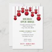 クリスマスホリデーオープンハウスレッドオーナメント 招待状 (正面)