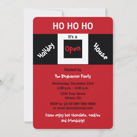 クリスマスホリデーオープンハウス招待状ズホホホ 招待状 (正面)