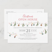 クリスマスホリデーオープンハウス素朴パーティー インビテーションポストカード (正面/裏面)