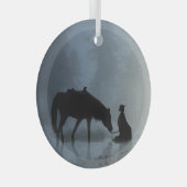 クリスマスホリデーカウボーイアンドホース ガラスオーナメント (正面右)