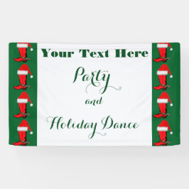 クリスマスホリデーカウボーイブーツとサンタハット 横断幕