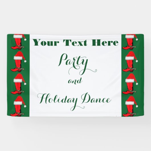 クリスマスホリデーカウボーイブーツとサンタハット 横断幕 (横)