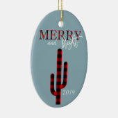 クリスマスホリデーカクタスサウスウエストバッファロープレイド セラミックオーナメント (右)