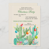 クリスマスホリデーカクタスデザートサウスウェスト 招待状 (正面/裏面)