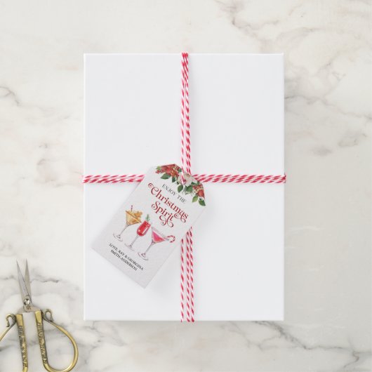 クリスマスホリデーカクテルドリンク ギフトタグ (より糸付き)