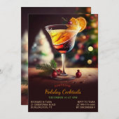 クリスマスホリデーカクテルパーティの招待状 招待状 (正面/裏面)