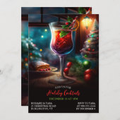 クリスマスホリデーカクテルパーティの招待状 招待状 (正面/裏面)