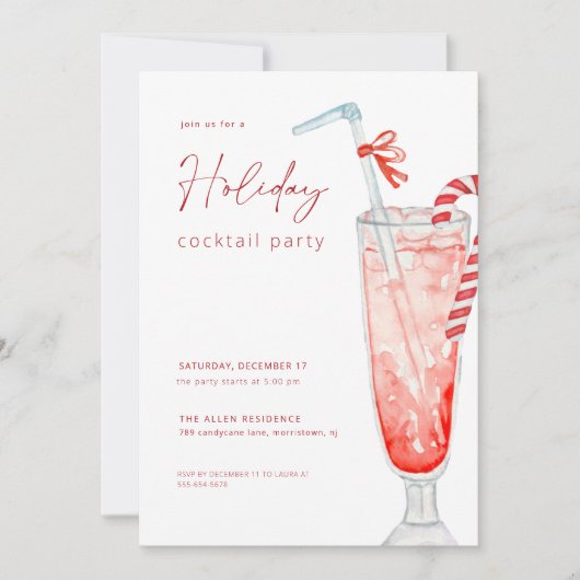 クリスマスホリデーカクテルパーティの招待状 招待状 (正面)