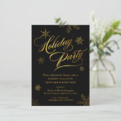 クリスマスホリデーカクテルパーティーブラック&金ゴールド 招待状 (スタンド正面)