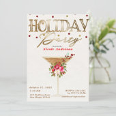 クリスマスホリデーカクテルパーティー金ゴールドレッドホリデイ 招待状 (スタンド正面)