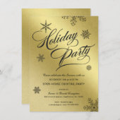 クリスマスホリデーカクテルフェイクパーティーゴールドフォイル 招待状 (正面/裏面)