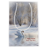 クリスマスホリデーカスタムススワンの名前 ミディアムペーパーバッグ (正面)