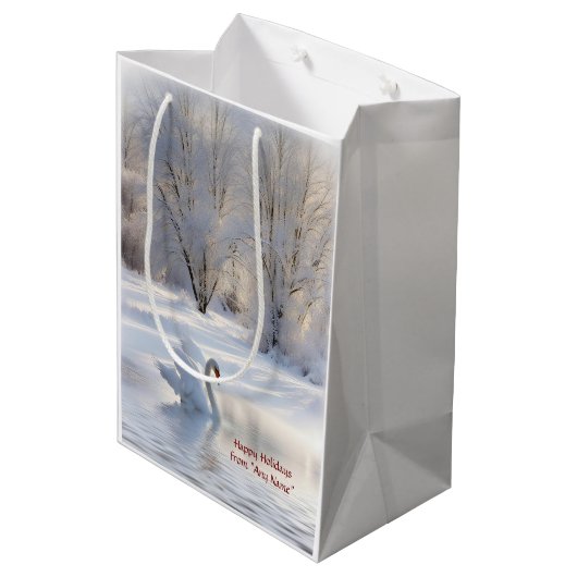 クリスマスホリデーカスタムススワンの名前 ミディアムペーパーバッグ (裏面アングル)