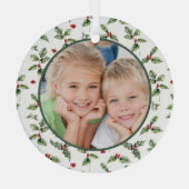 クリスマスホリデーカスタムフォトウォーターカラーフローラ ガラスオーナメント (裏面)
