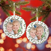 クリスマスホリデーカスタムフォトウォーターカラーフローラ ガラスオーナメント