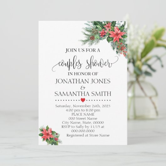 クリスマスホリデーカップルズシャワーウェディングシャワー 招待状 (スタンド正面)