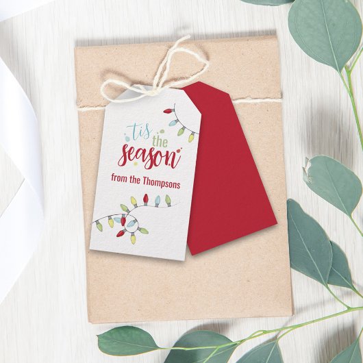 クリスマスホリデーカラフルフェスティバルストリングライト ギフトタグ