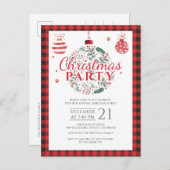 クリスマスホリデーカントリーランバージャックバッファローパーティー インビテーションポストカード (正面/裏面)