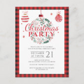 クリスマスホリデーカントリーランバージャックバッファローパーティー インビテーションポストカード (正面)