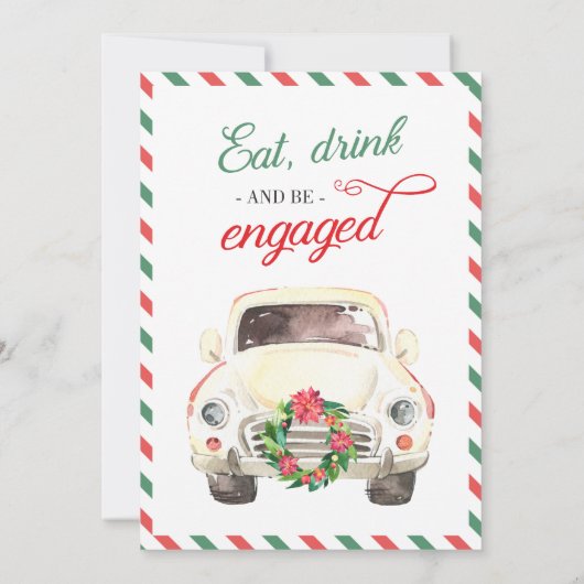 クリスマスホリデーカートラベル婚約結婚ズ 招待状 (裏面)