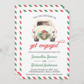 クリスマスホリデーカートラベル婚約結婚ズ 招待状 (正面/裏面)