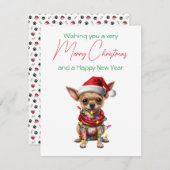 クリスマスホリデーカードドッグインハットチワワ シーズンカード (正面/裏面)