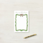 クリスマスホリデーガーランドリボンボウプレイド ポストイット (デスク上)